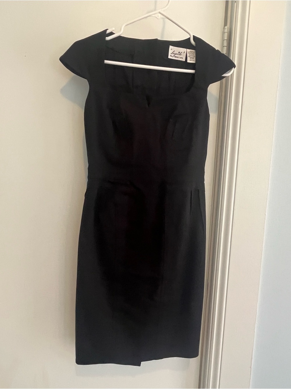 Anthropologie Black Cap-Sleeve Sheath Dress with sexy button up back